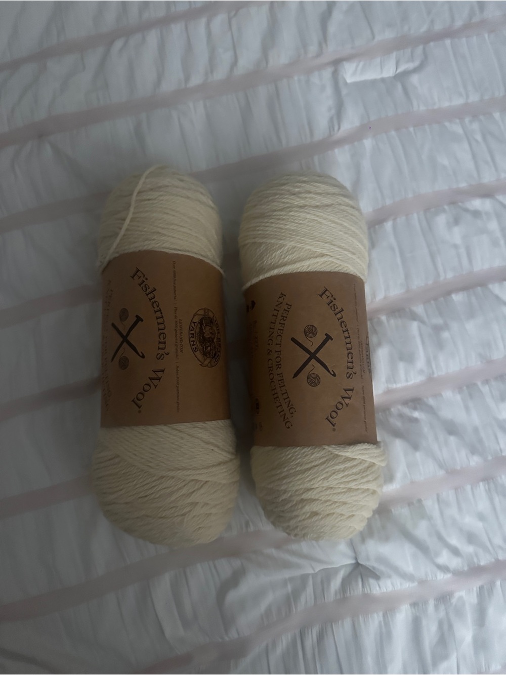 Fishermen's Wool Natural Cream Yarn - 2 Skeins
